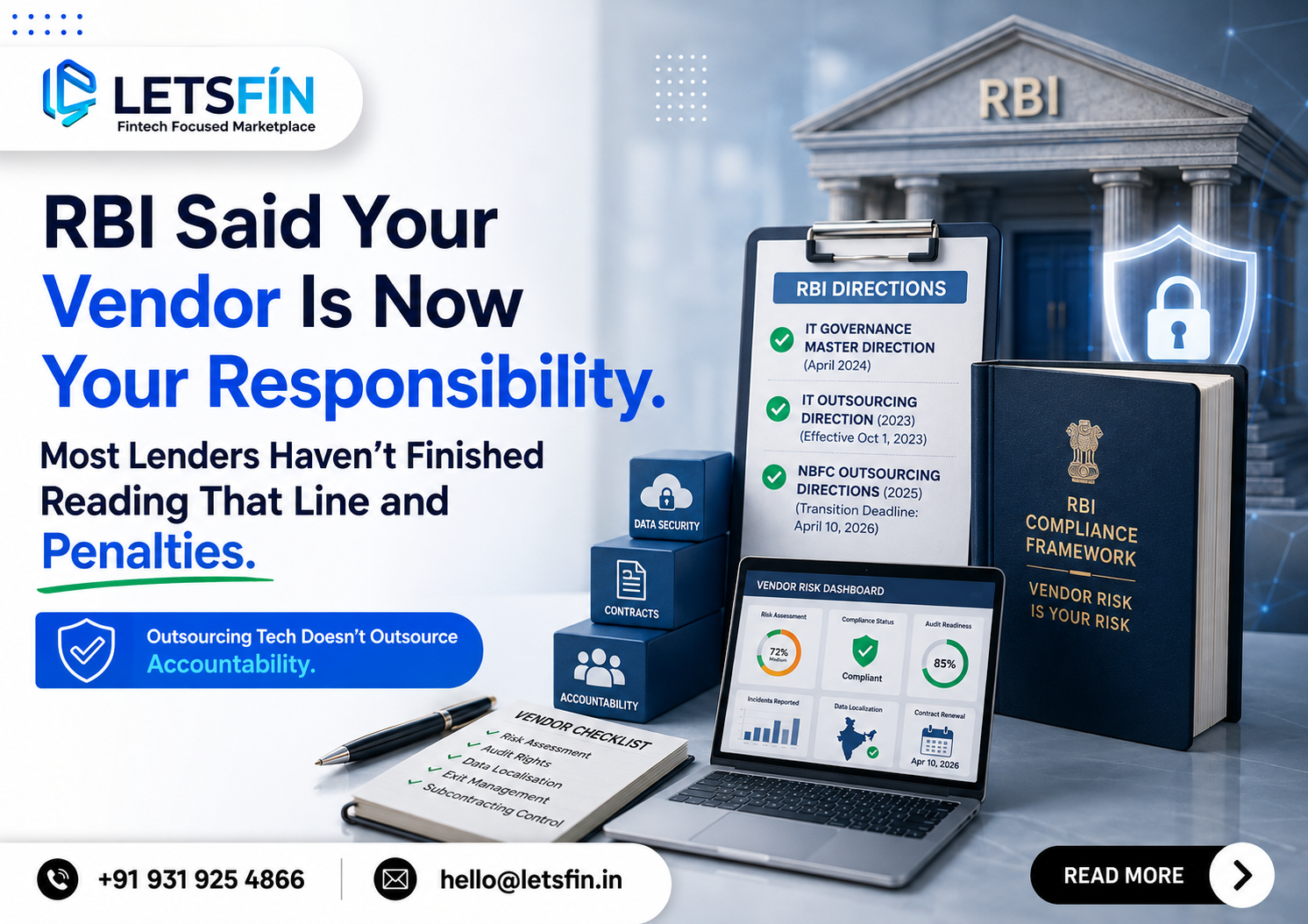 RBI Said Your Vendor Is Now Your Responsibility. Most Lenders Have Not Finished Reading That Line and Penalties.