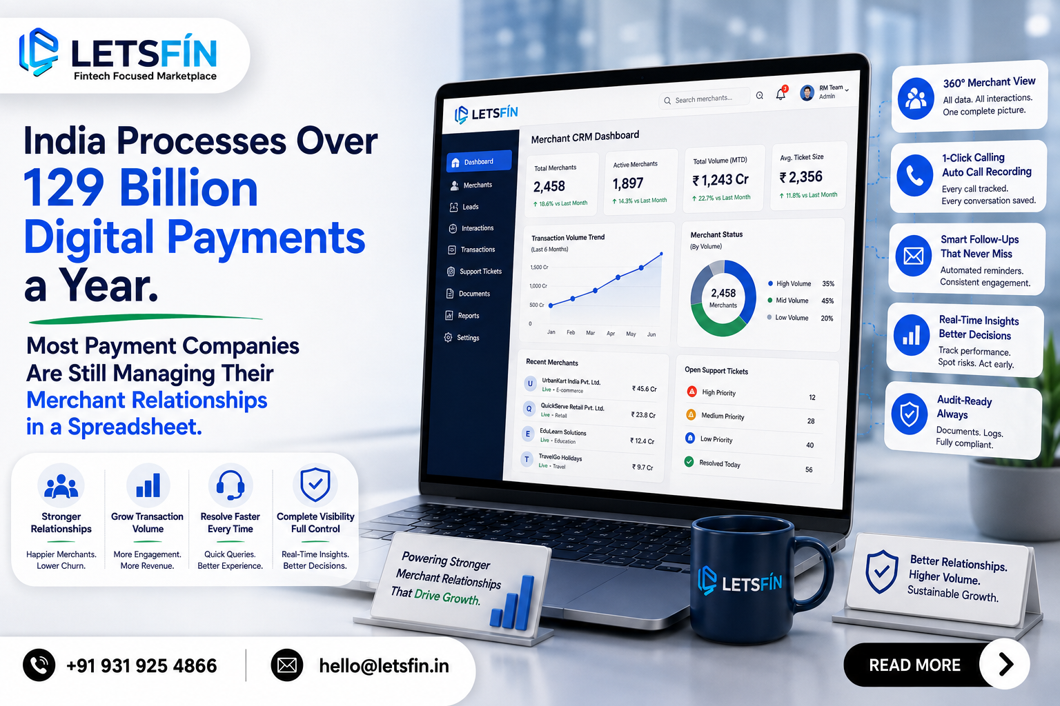 India Processes Over 129 Billion Digital Payments a Year. Most Payment Companies Are Still Managing Their Merchant Relationships in a Spreadsheet.